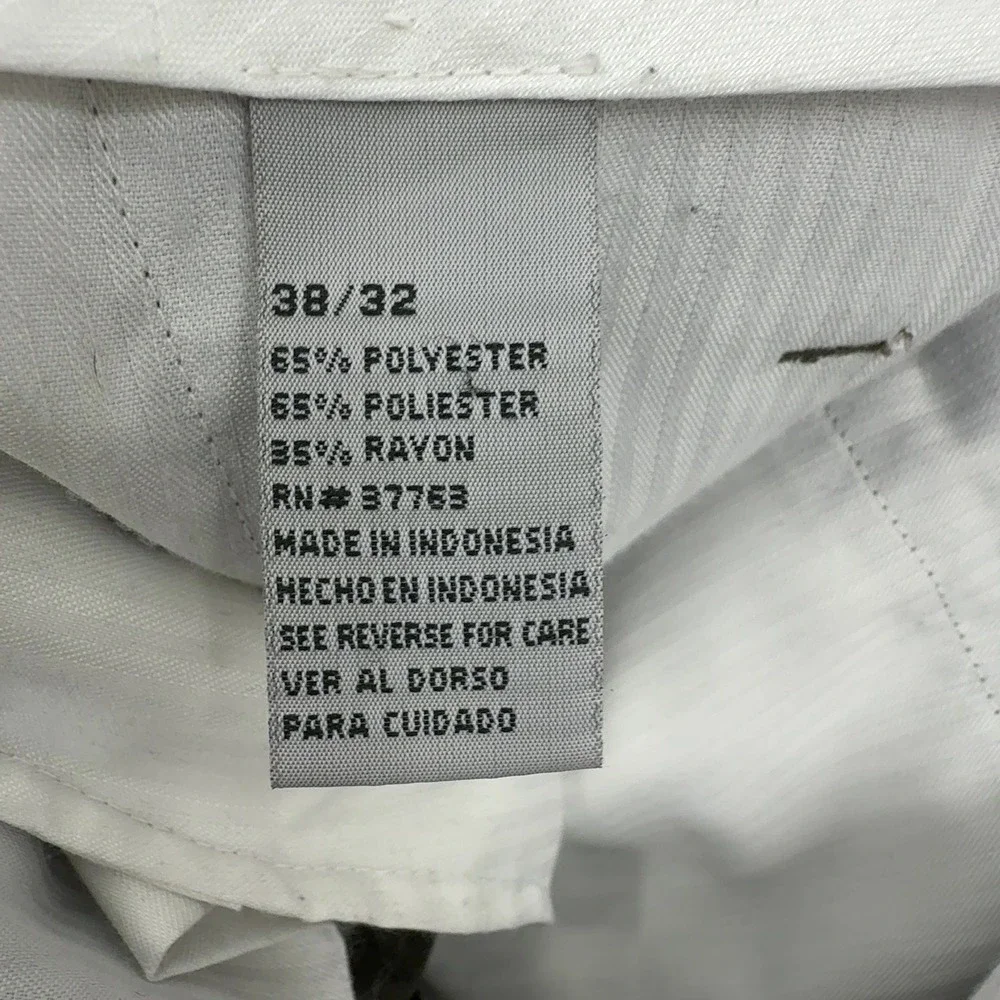 Feldini Dress Pants Men 38x32 Green Polyester Rayon Pleated Cuffed Classic Style